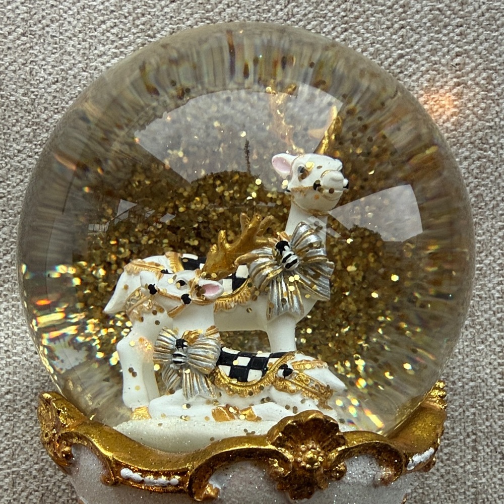 MacKenzie-Childs Golden Hour Deer Snow Globe - Picture 3 of 6